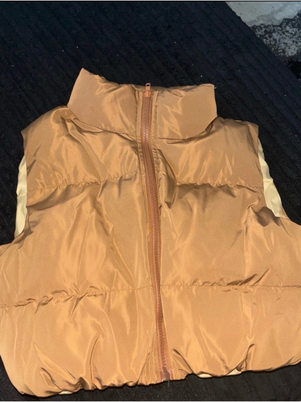 SHEIN Camel Quilted Puffer Vest with High Collar